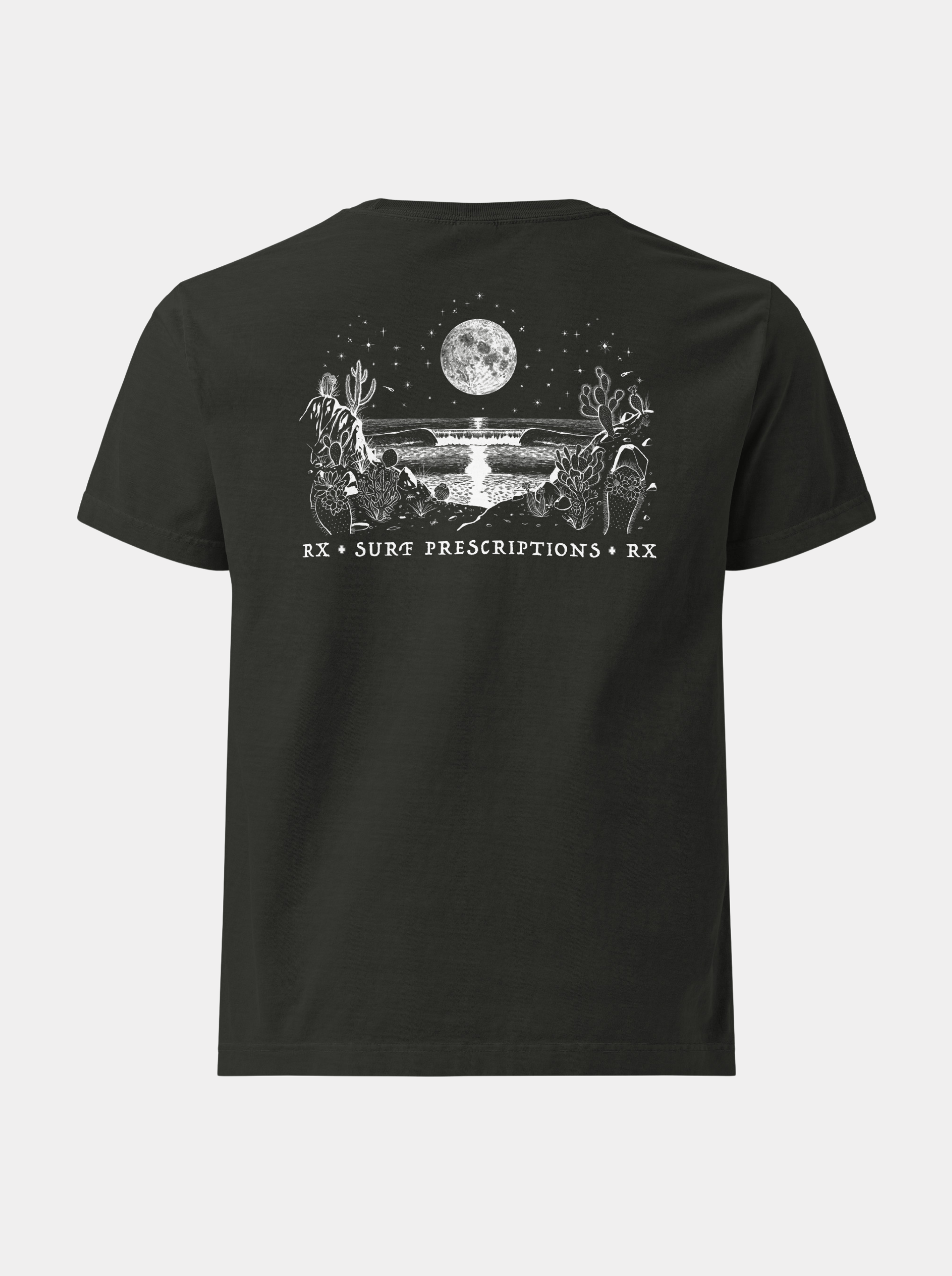 Black baja inspired graphic tee by surf prescriptions back view