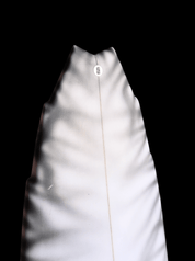 Cal twin fin tiger stripe by surf prescriptions top side angle tail view