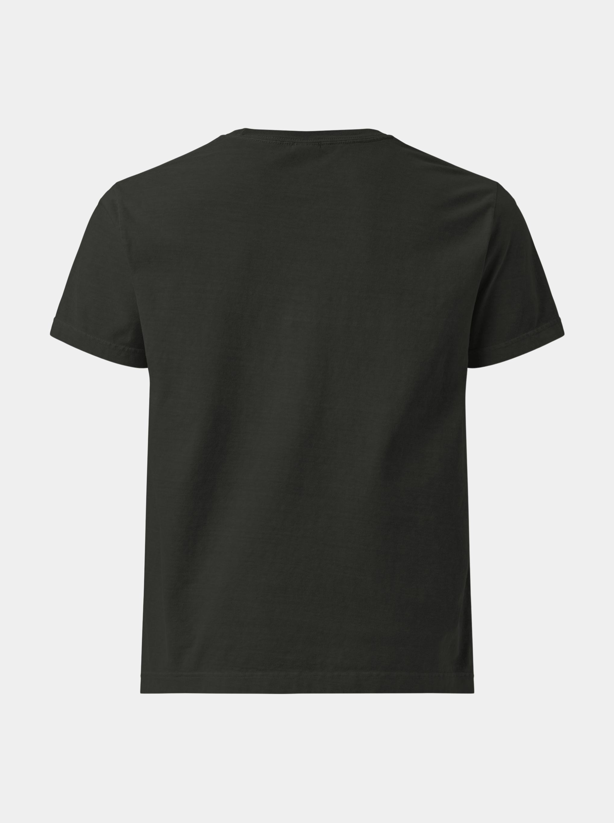 Doom Tee in black with bold purple "Surf Prescriptions" arched lettering across the chest, back view