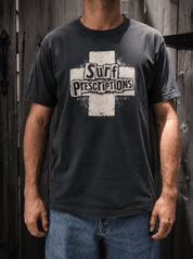 The cut up tee by surf prescriptions stenciled inspired on model