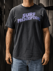 the black doom tee by surf prescriptions on model