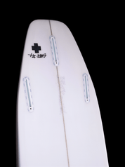 The tail of the New Buddy surfboard by surf prescriptions side view