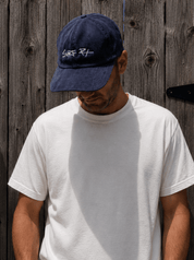 Navy corduroy surf rx hat by surf prescriptions on model